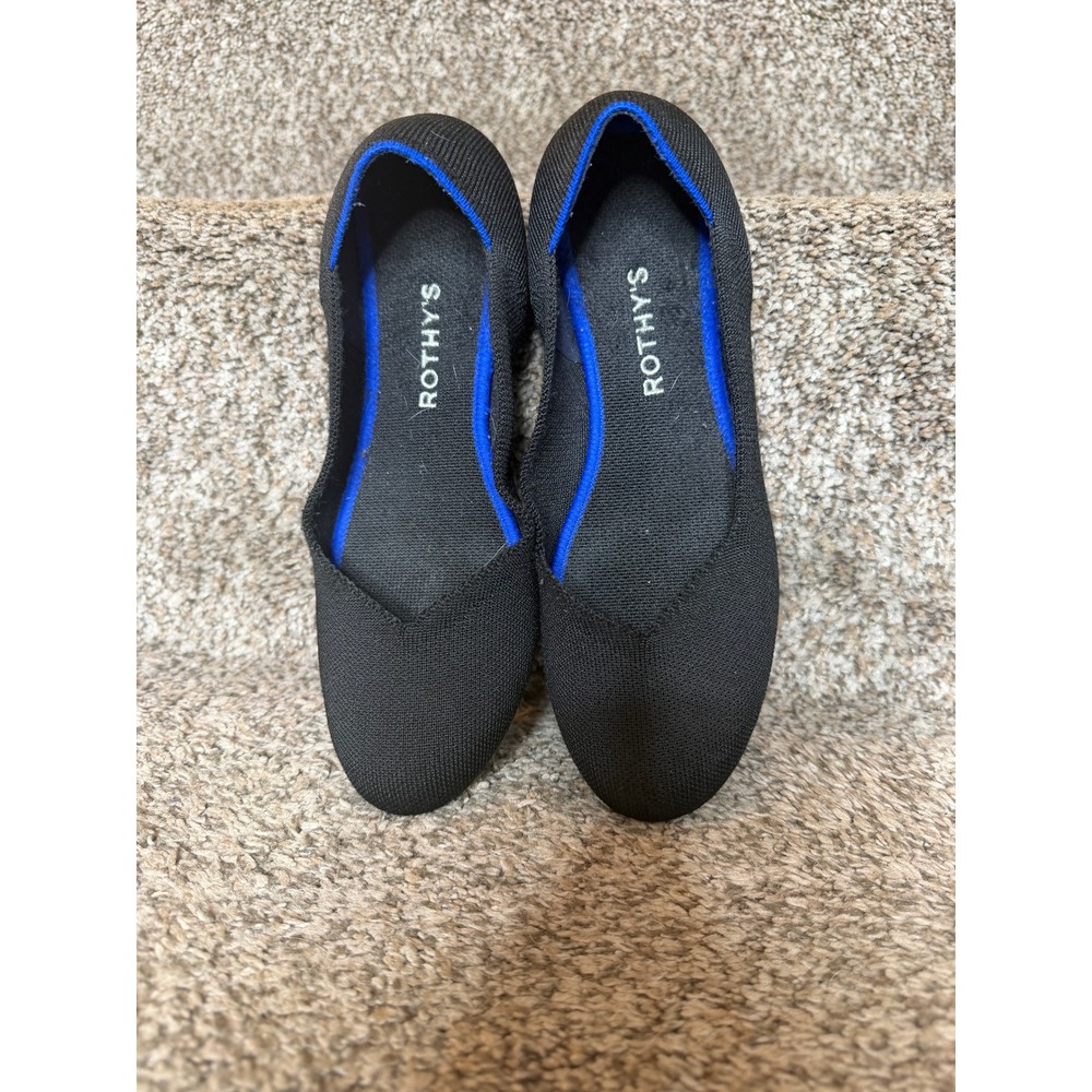 ROTHYS The Flat Round Toe Black Knit Ballet Flat Size 8.5